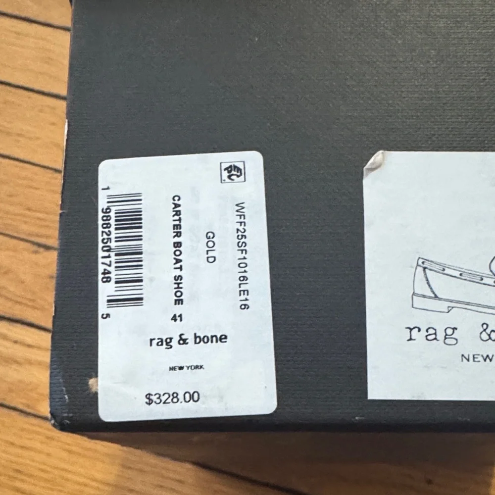 rag & bone Gold Leather Bow Driver Loafers Brand New
